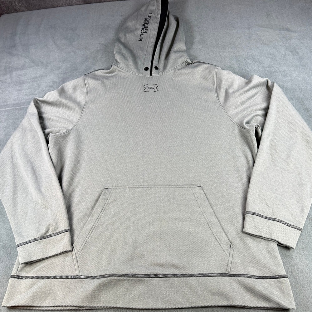 Under Armour‎ Mens XL Gray Loose Fit Hoodie Pullover Mesh Lined Sweatshirt